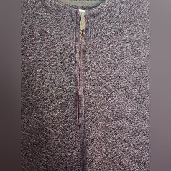 Joseph Abboud XL Burgundy/Gray MERINO WOOL Blend 1/4 Zip Knit Lslv Men Sweater - Picture 5 of 8